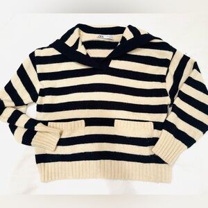 Zara Striped Black and Cream Sweater